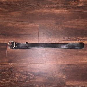 Classic Black Leather Women's Belt with Silver Buckle